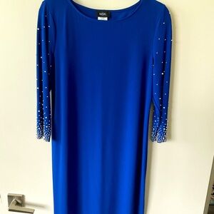MSK Royal Blue Long Sleeve Dress with Beaded Sleeves